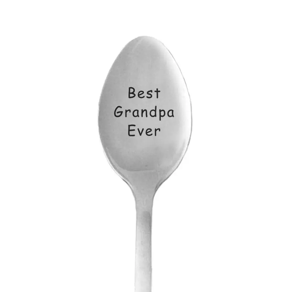 Ложка с длинной ручкой для супа с буквенным принтом из нержавеющей стали ложка с длинной ручкой для кофе посуда для пар отпечатанные Семейные друзья подарки - Цвет: Best Grandpa Ever