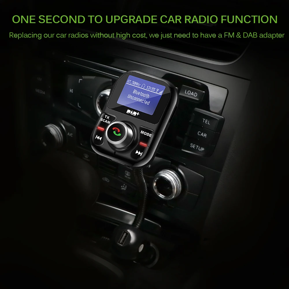 Onever вращающийся Автомобильный fm-передатчик Bluetooth DAB+ приемник с антенной 3.1A двойной USB Автомобильное зарядное устройство Поддержка TF карта u-диск AUX