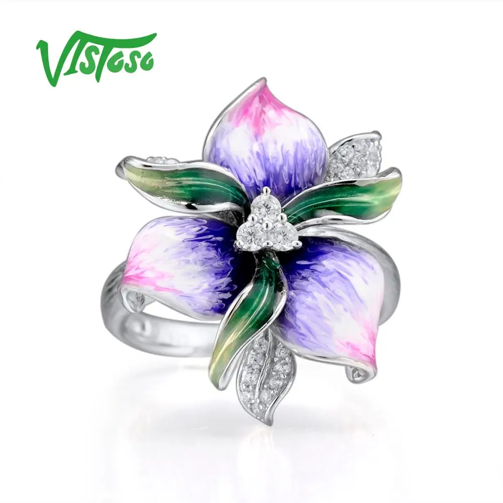 VISTOSO серебряное кольцо для женщин 925 пробы серебряные кольца нежный розовый