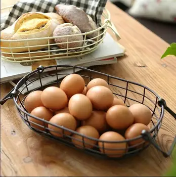 

Retro Rustic Wire Net With Wood Bottom Fruit Egg Storage Basket Multifuction Iron Craft Home Store Decoration