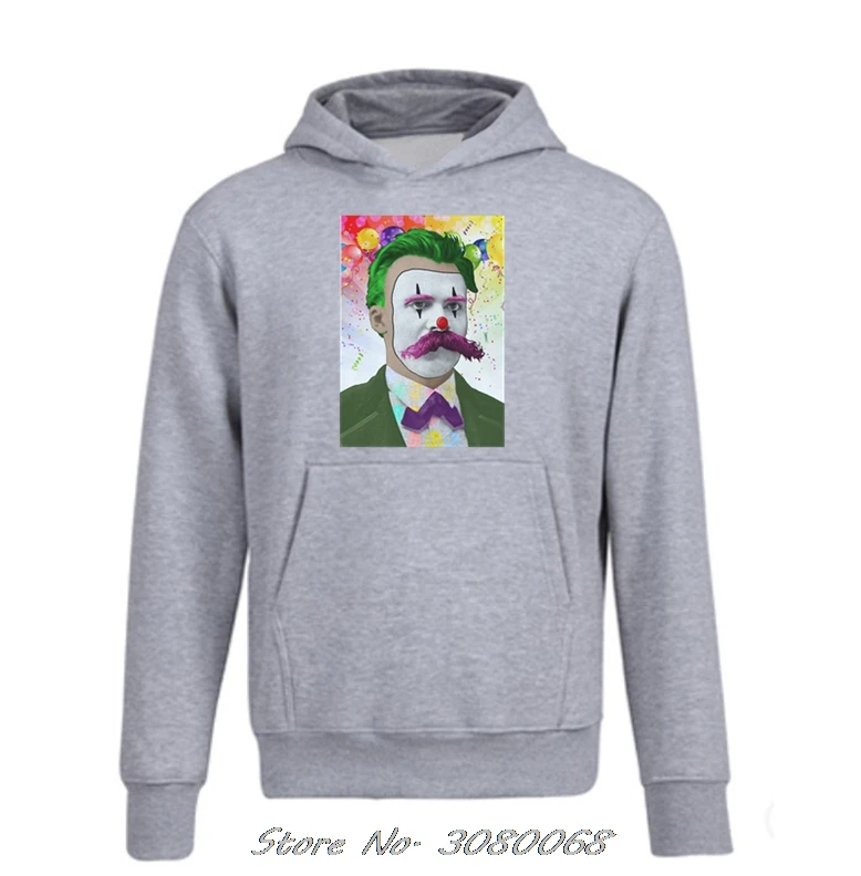 Веселые Nihilism толстовки Friedrich Nietzsche клоун молнии Флисовые Толстовки Новая мода с
