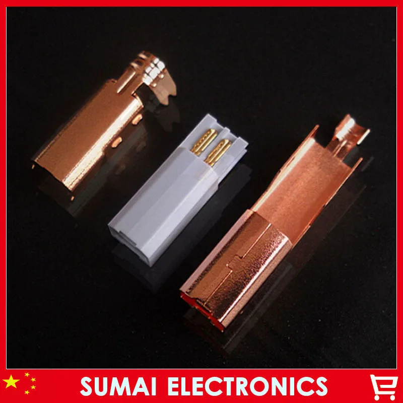 

5pcs/lot 3U high end gold plating B type USB male plug DIY square wire bonding