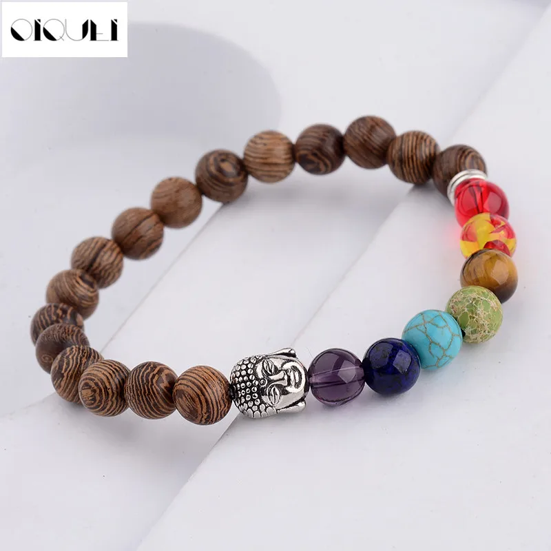 

OIQUEI 2018 Fashion Charm Elephant Buddha Copper Beaded Bracelets Men Natural Stone 7 Chakra Bracelet& Bangles Female Jewelry