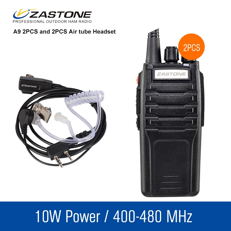 bilder für 2 Stücke Zastone A9 Tragbare Walkie Talkie Paar 10 Watt UHF 400-480 MHz Zweiweg CB Radio Transceiver Walkie talkies Und Headset bilder für 2 Stücke Zastone A9 Tragbare Walkie Talkie Paar 10 Watt UHF 400-480 MHz Zweiweg CB Radio Transceiver Walkie talkies Und Headset