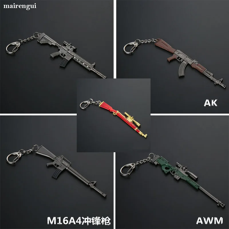 

PUBG game M416 AWM 98k weapon styling key chain men decoration car key ring for BMW mini ford nissan alfa romeo keychain gifts