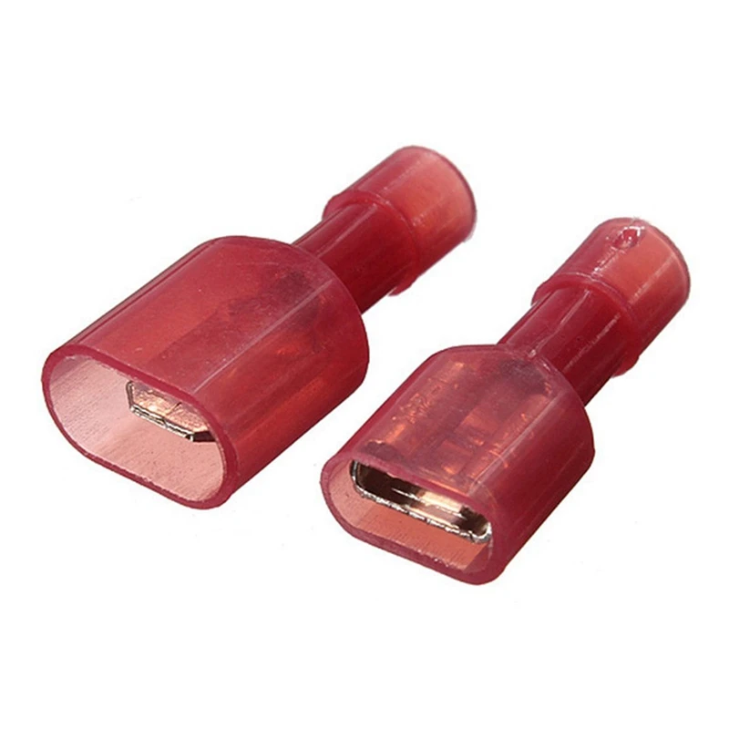 

50pcs Terminal Fully Insulated Wire Terminals Nylon Spade Connectors Set Nylon Fully-Insulated Quick Wire Crimp Terminal Red