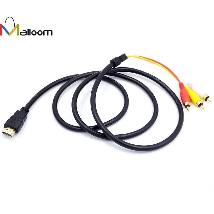 Malloom 2018 Новое поступление HDMI RCA кабель штекер 3RCA AV композитный M/M Соединитель