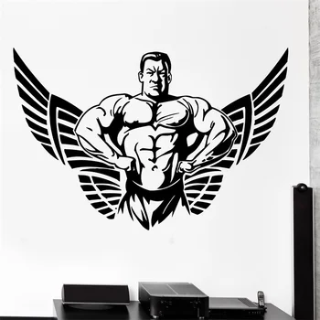

Wall Sticker Sport Crossfit Bodybuilder Muscle Man Winged Star Decal