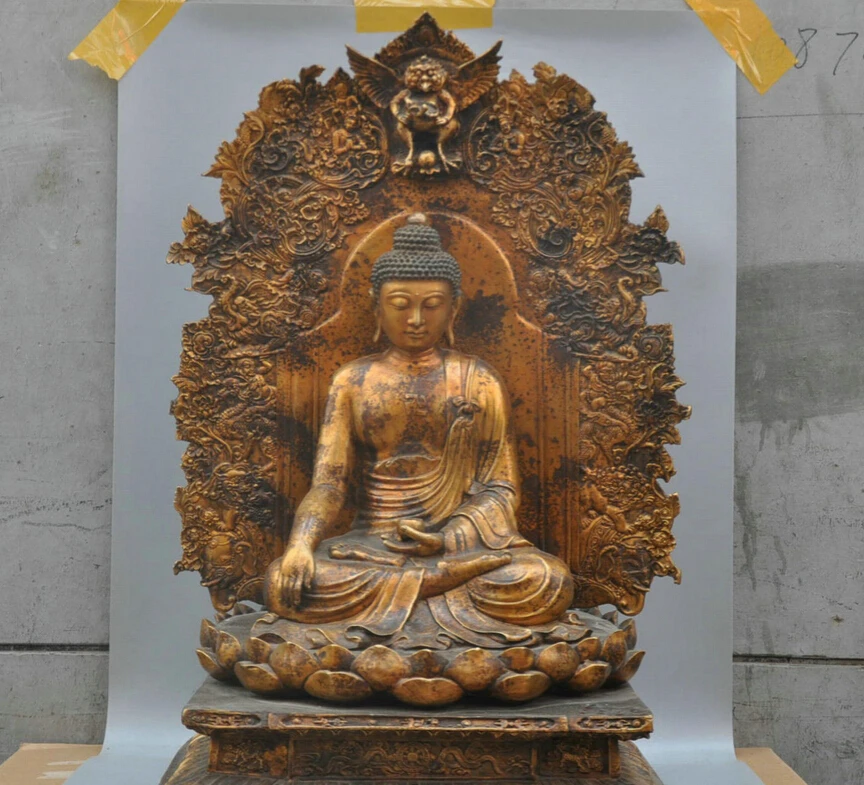 

xd 002369 30' Tibetan Buddhism Bronze Shakyamuni Buddha Sculpture Statue