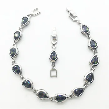 

Rainbow White color stone Color AAA Zircon Stone Bracelets 10KT White Gold Filled Women Lady's Fashion Jewelry HOT Selling