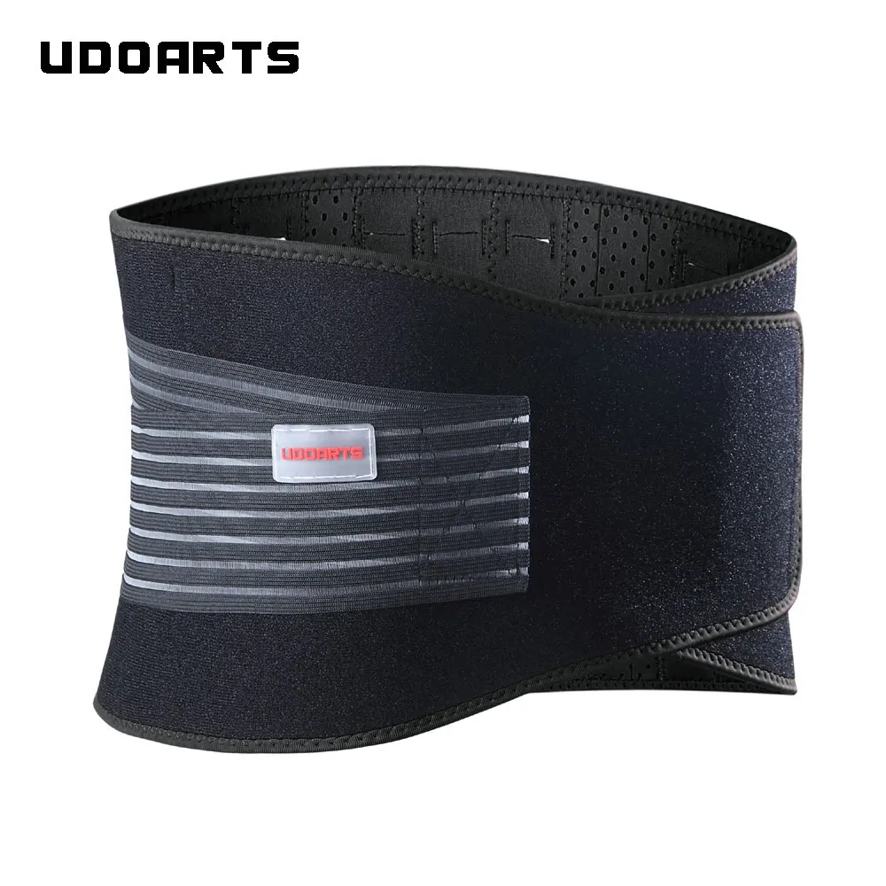 Udoarts регулируемый задний поддерживающий ремень с 10 съемными стальными шипами и двойными ремешками - Цвет: Black