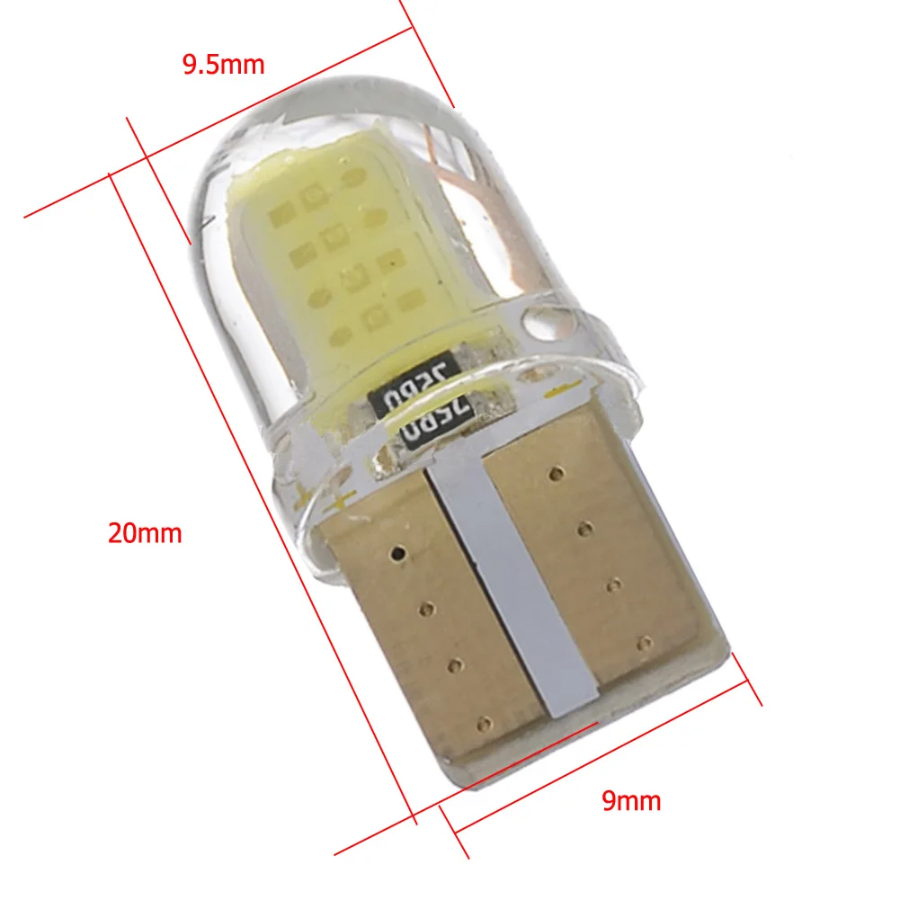 

10 PCS T10 8SMD 3W Auto LED Light Car Light Bulbs COB Silicone Car Wedge Side Light License Lamp Silicone Bulb
