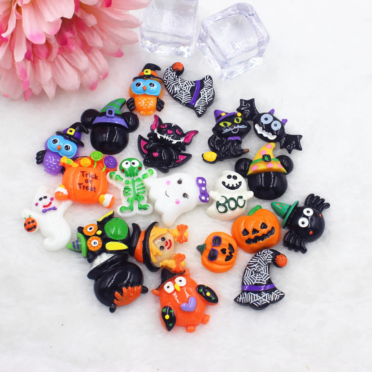 5PCS DIY Resin Cabochons Pumpkin Halloween Party Flat Back Scrapbook Craft Decor