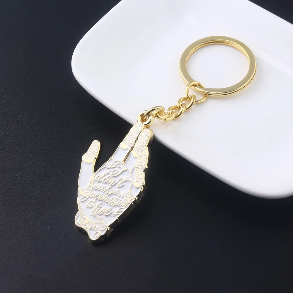 

Alita: Battle Angel Keychain Letter Logo Alita Golden Hand Pendant Key Chain for Women Men Creative Gift Jewelry