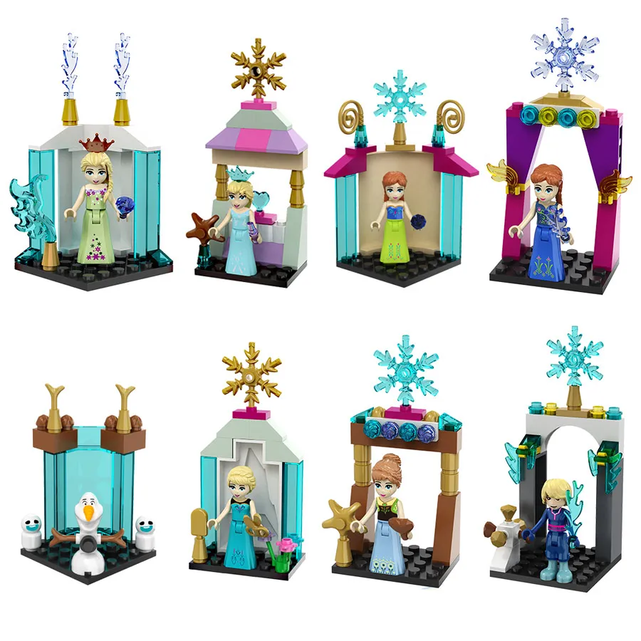 

Girl Series Building Block Toy Set Anna Elsa Snow Queen Kristoff Olaf Friend Action Figure Ice Castle gift compatible with lego