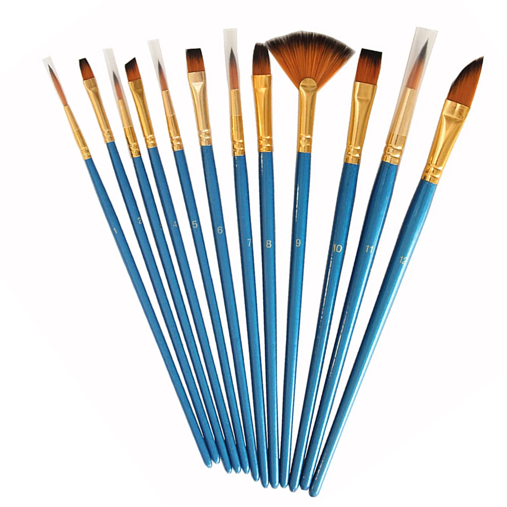 

12PCS/Set Artist Painting Brushes Pens Kit Painter Students Watercolor Oil Painting Drawing Wooden Paint Brushes