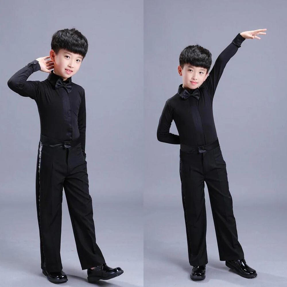 Boys white Sequined Latin Dance wear Standard Kids Competition dance Dress Children Salsa Ballroom Dancing clothing Outfits
