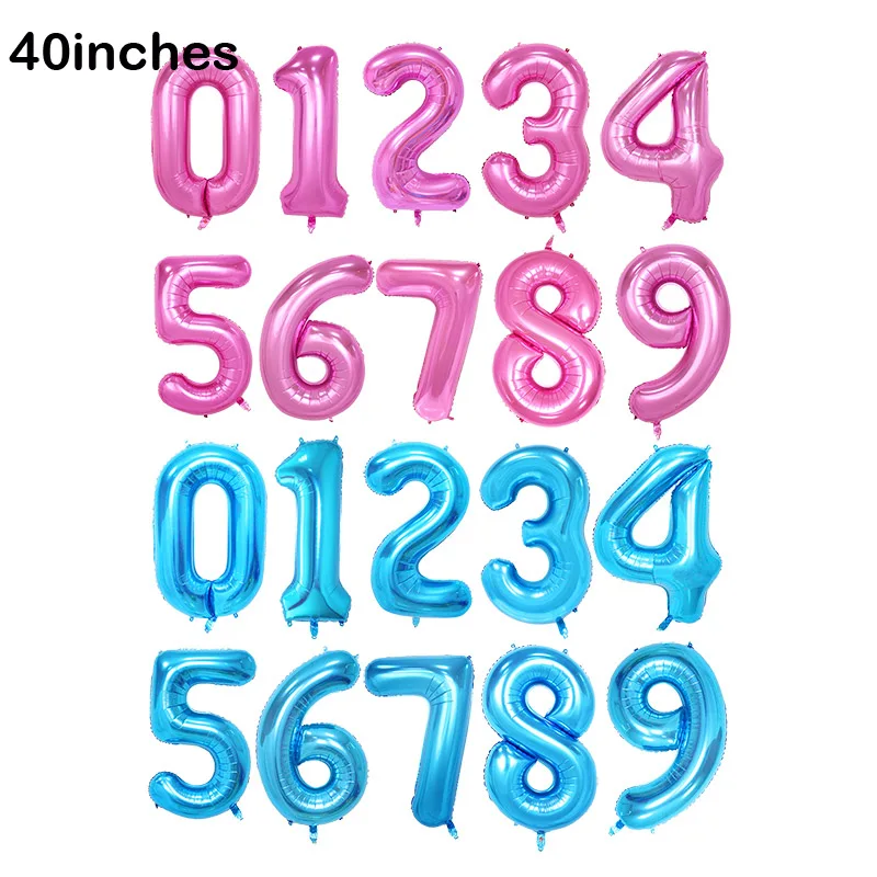 

16 40 inches Pink Blue Foil Number Balloons 1st First Kids happy birthday party decorations kids Party Decorations Balloons