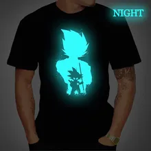 Dragon Ball Мужская футболка Super Saiyan vegeta Гоку светящиеся футболки короткий рукав футболки Femme уличная футболка плюс Размеры