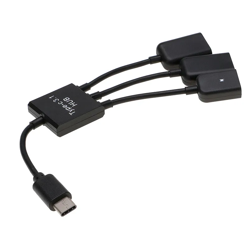 Тип C 3,1 до 2-Порты и разъёмы USB 2,0 с 1-Порты и разъёмы Micro Зарядка HUB адаптер для использования на ходу черного цвета для huawei и Другое смартфонов