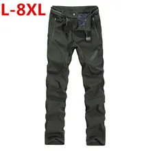 Мужские зимние брюки, толстые теплые брюки карго, повседневная верхняя одежда, брюки с карманами размера плюс 9XL8XL, модные Свободные мешковатые брюки для рабочих мужчин