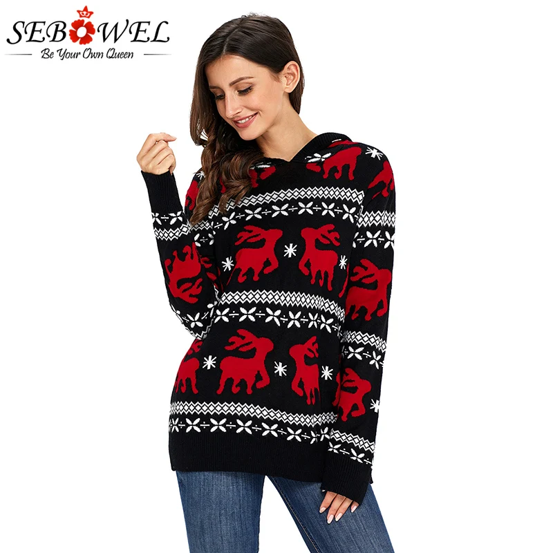 Cute-Reindeer-Knit-Black-Hooded-Sweater-LC27785-2-4