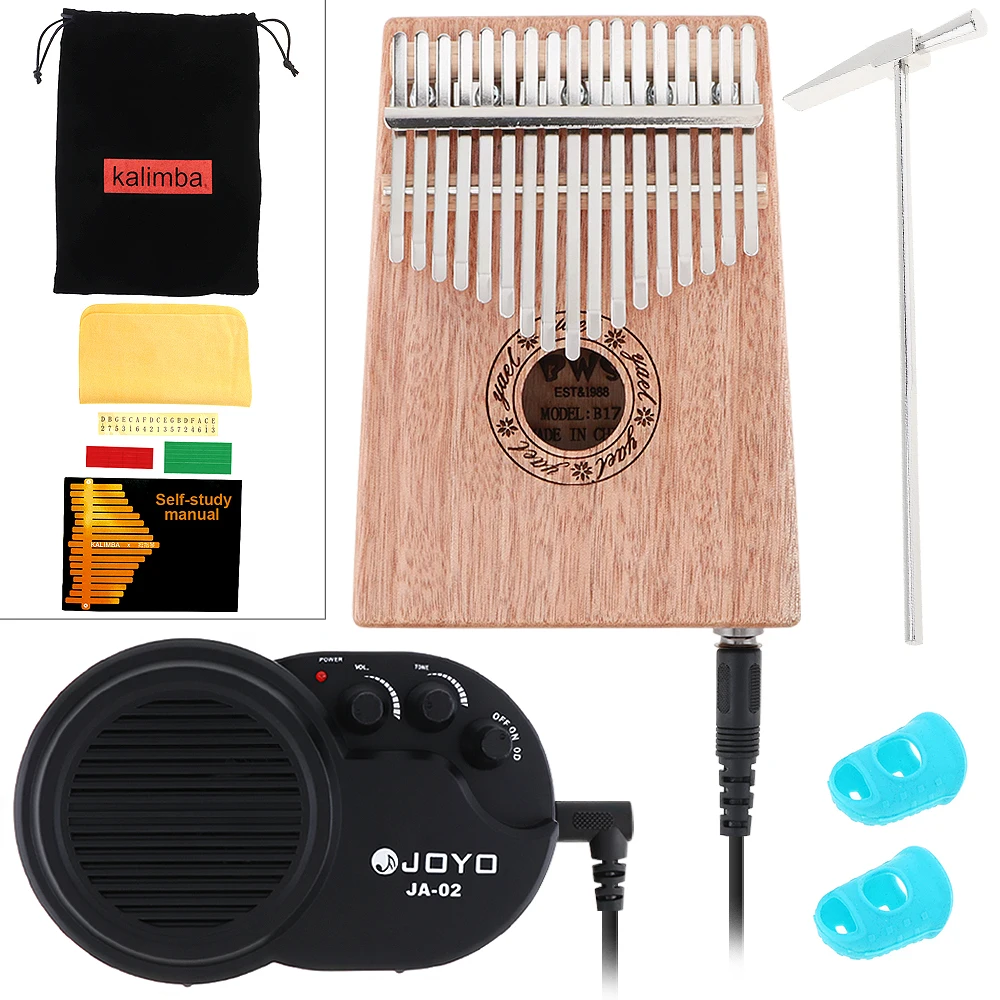 17 Key Electroacoustic Kalimba Solid Mahogany Thumb Piano