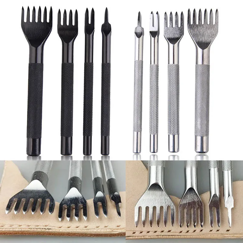 

Professional Leather craft Accessories 4 Style Delicate Steel Hole Punches Tools Sets Rhombus Punch Tooth Pitch 4mm width 2MM AA