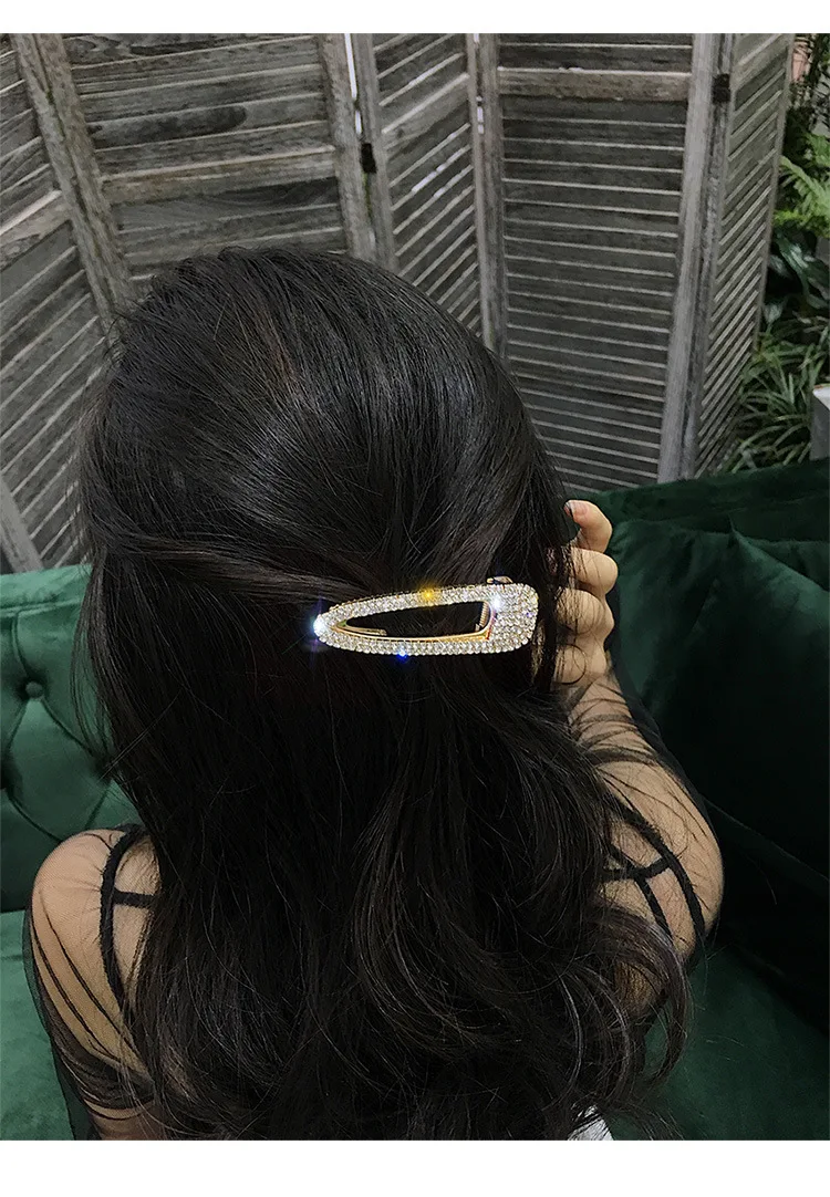 

2019 South Korea's New Full Crystal Rhinestone Imitation Pearl Hairpin Female Wild Bright Sweet Bride Headdress Bangs Clip