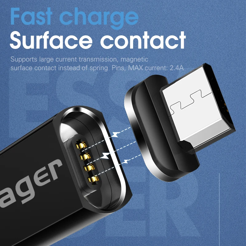 Кабель Micro USB Essager 3 м магнитное зарядное устройство для Samsung Xiaomi Lenovo Huawei 1 2 шнур