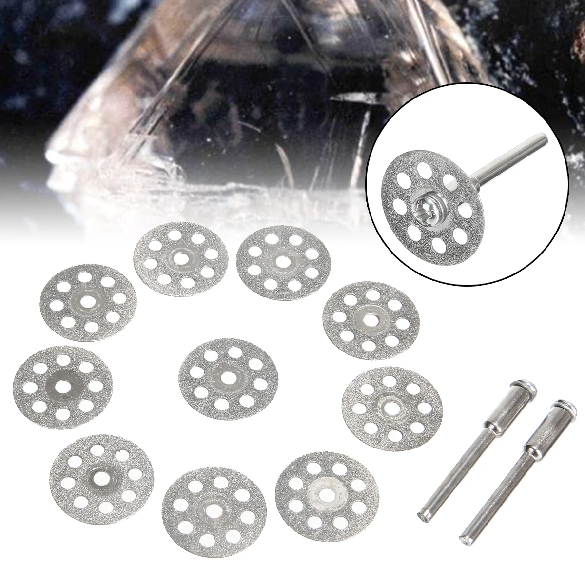 

10pcs Mini Diamond Cutting Discs Wheel Blade Set + Drill Bit For Rotary Tool 8-hole Saw Blade Rotary Tool Accessories Mayitr