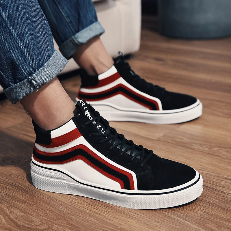 

2018 New Arrival Spring/autumn Casual Canvas Mens Shoes High Heel Breathable Sneakers Shoes Man Color Black White Size 39-44 N2