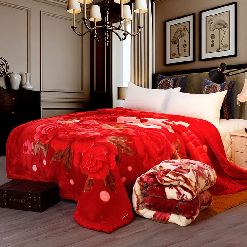 Double Raschel Blanket Europe Thick Embossed Knitted Blankets for bed