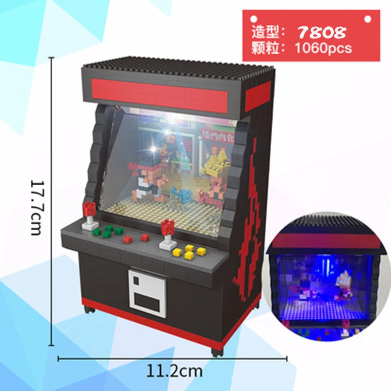 DIY смешной истребитель Arcadegames микро алмазный строительный блок игровой консоли сборки кирпичи игрушки блок со светодиодным светильник