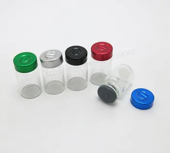 

500 x 6ML Clear Transparent Tubular Injection Glass Vial Bottles With Flip Cap Rubber Silicone Stopper