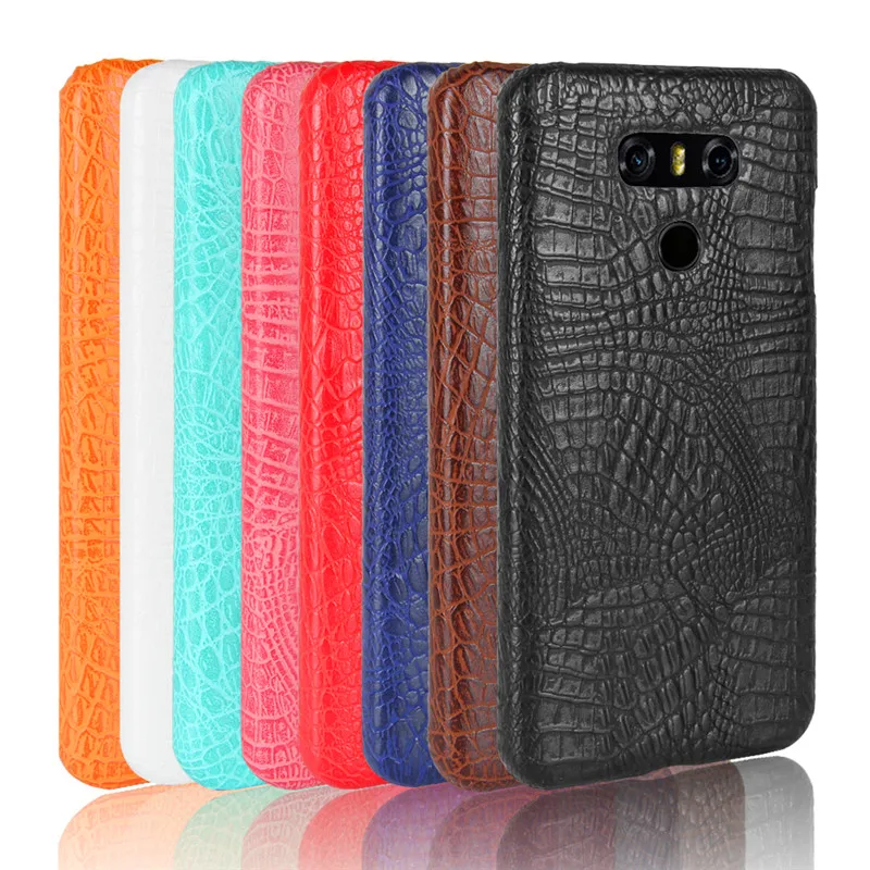For Lg G6 H870 H870ds Case Crocodile Grain Hard Pc+pu Leather Surface