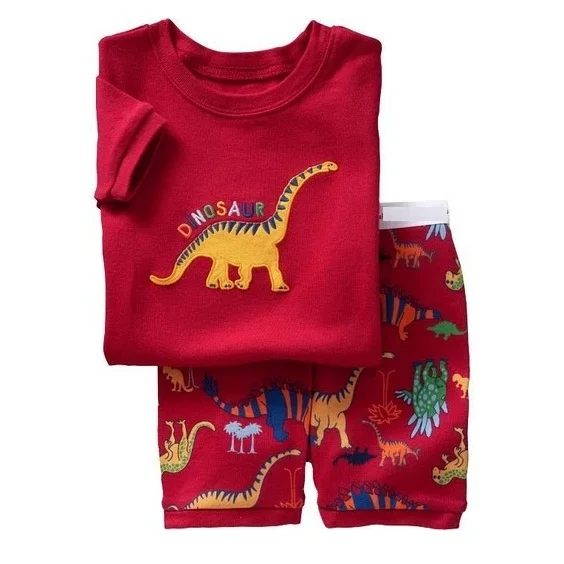 

Red dinosaur Fashion Boys Pijama Brand New Army Short Sleeve Children's Pyjama Tops Shorts Pants Sleepwear Suit