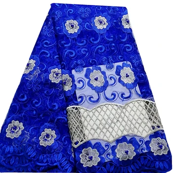 

Best Quality Royal Blue African Tulle Lace Fabric Embroidery French Net Mesh 2019 Nigeria Lace with beads For Wedding Dress New