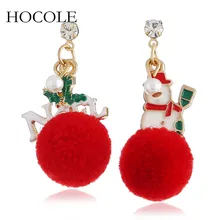 Lovely Rhinestone Asymmetry Letter Snowman Fluffy Pompom Ball Drop Earrings For Women Christmas Statement Party Jewelry Bijoux Lovely Rhinestone Asymmetry Letter Snowman Fluffy Pompom Ball Drop Earrings For Women Christmas Statement Party Jewelry Bijoux