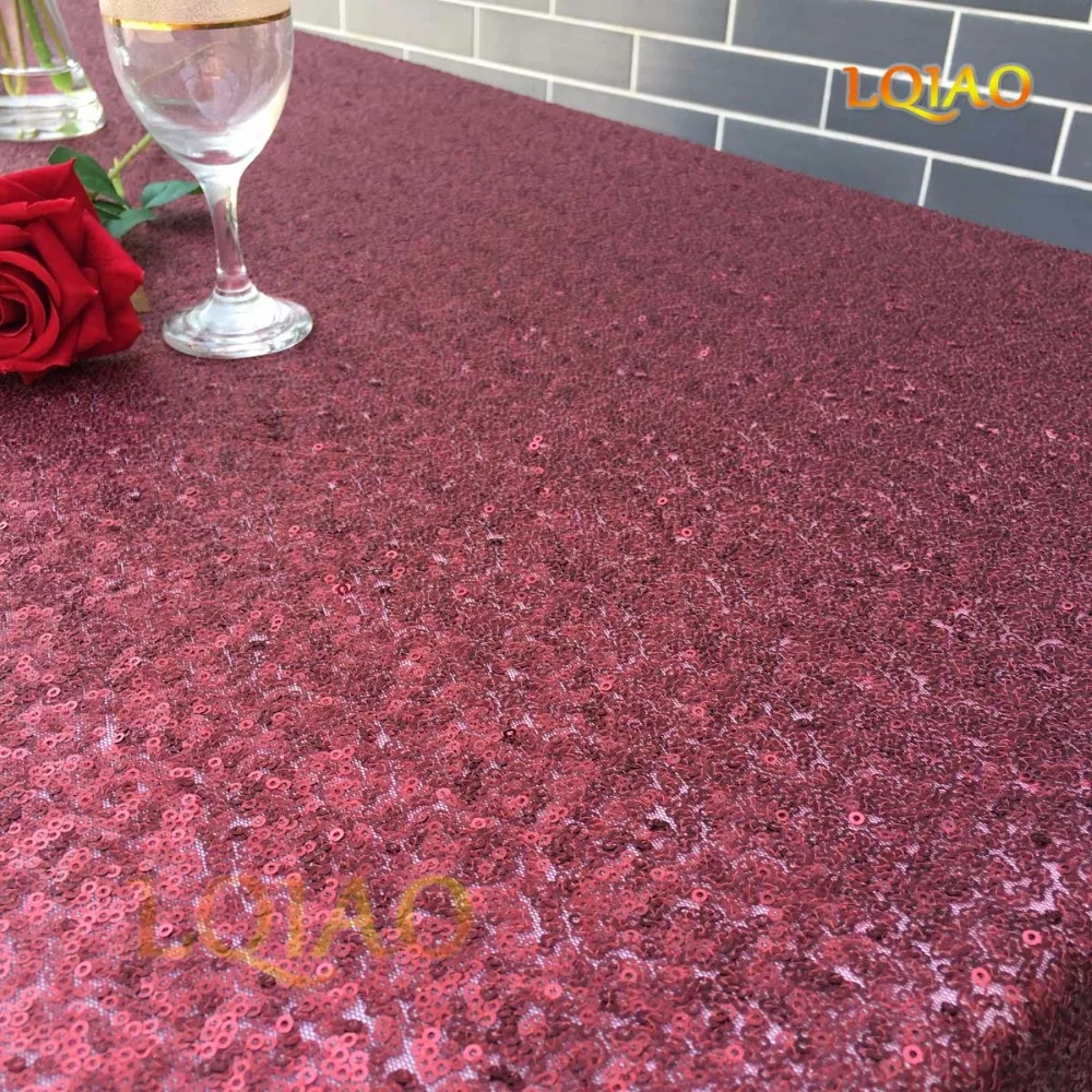 Wine Red Sequin Tablecloth-010