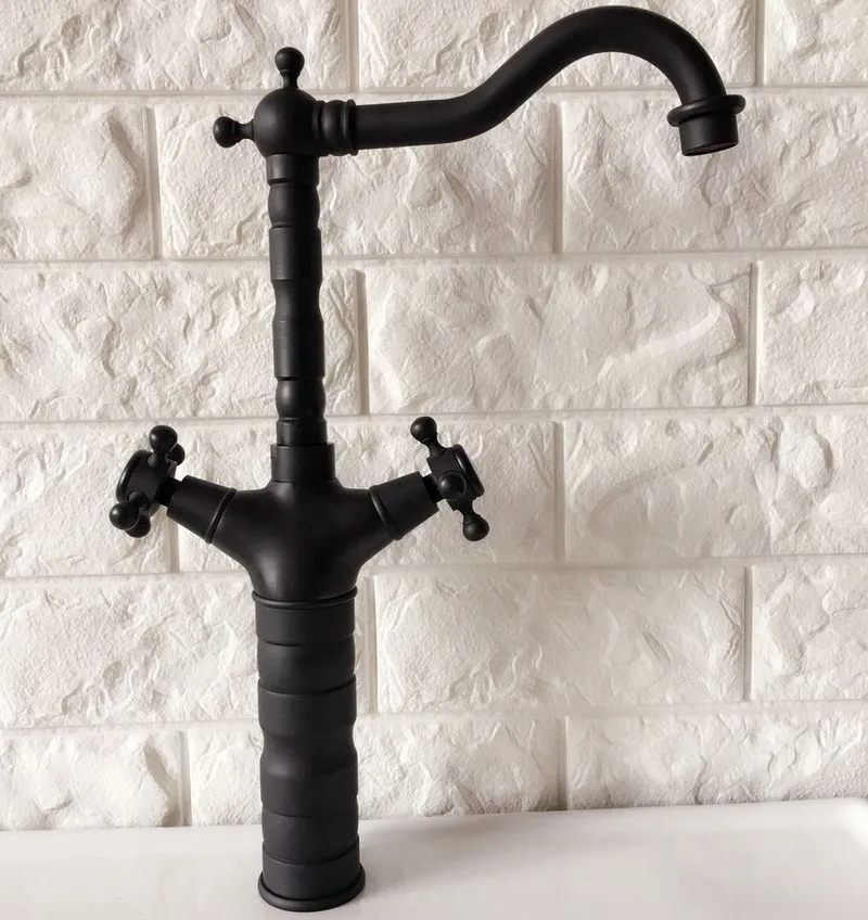  Black Oil Rubbed Brass Dual Cross Handles One Hole Bathroom Kitchen Basin Sink Faucet Mixer Tap Swi - 33048116603