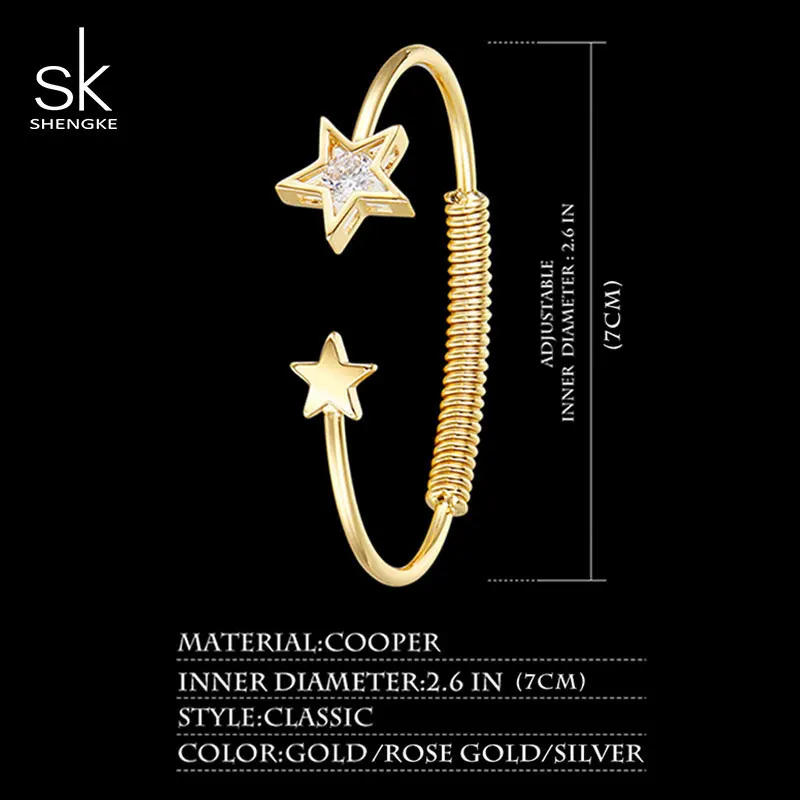 Goedkoop Shengke Gouden Armband Horloges Set Vrouwen Luxe Quartz Horloge met Crystal Star Bangle 2019 Nieuwe SK vrouwen Dag Gift voor Vrouwen