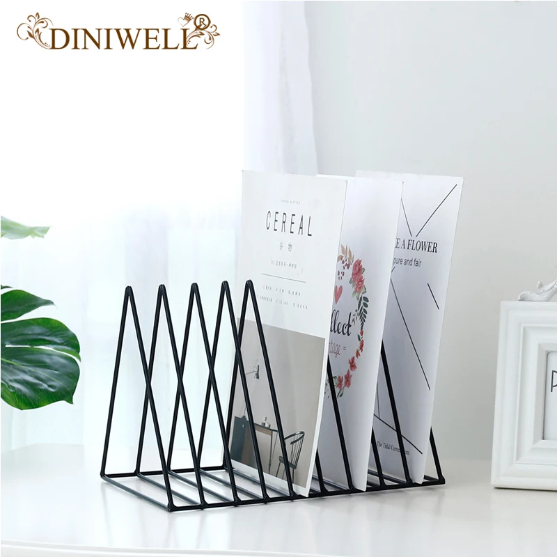 DINIWELL الشمال المعادن مجلة منظم رف الثلاثي رف المطاوع الحديد حامل سطح المكتب تخزين الزخرفية كتاب الوقوف