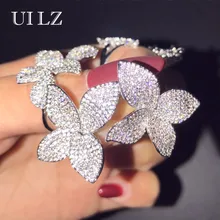 UILZ, уникальный дизайн, серьги-гвоздики, геометрический лепесток цветка розы, серьги в форме, для женщин, CZ, проложить, установка, элегантные аксессуары UE2078