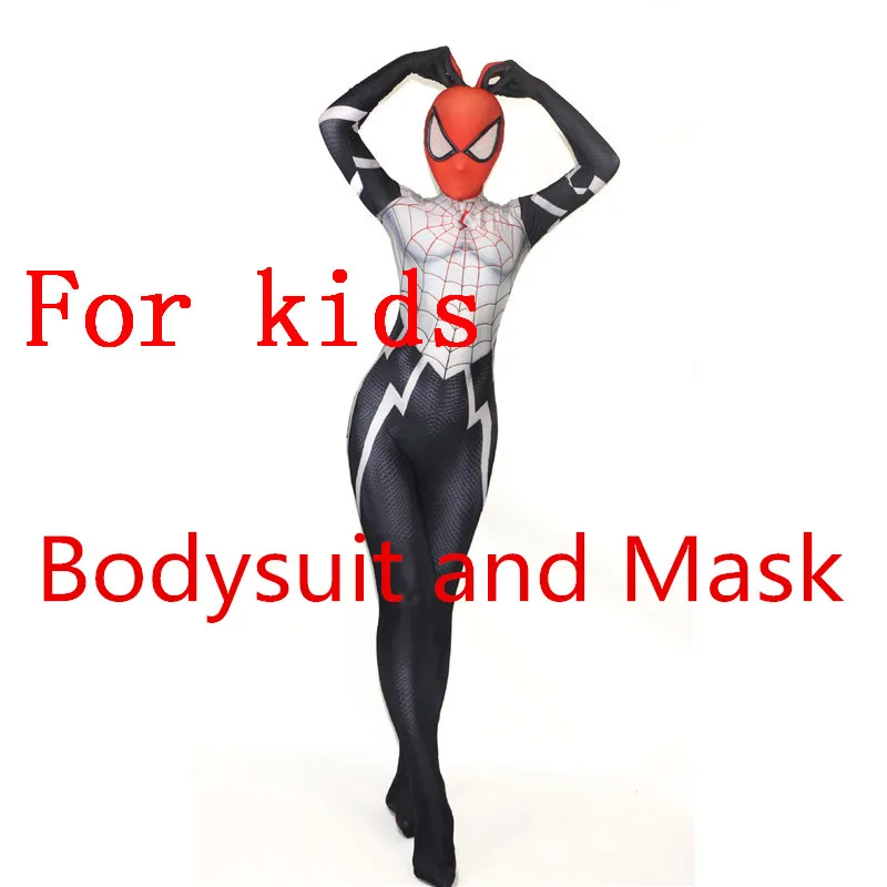 Venom Silk Cindy Moon SpiderGirl Spider, костюм для косплея, спандекс, Zentai, облегающий костюм для Хэллоуина, костюм для Леди/Женщины/детей - Цвет: Kids