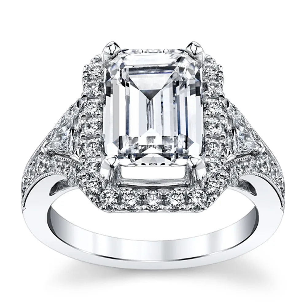 Lujo 9 K oro blanco Radiant Cut 2 Carat diamante simulado anillo de compromiso de Halo