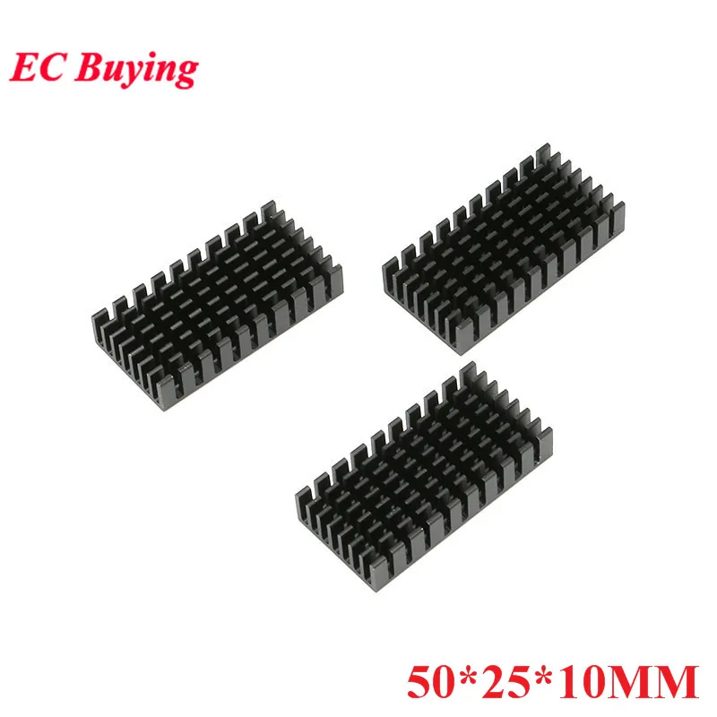 

50*25*10mm Heatsink Radiator Cooler Cooling Fin Aluminum Heat Sink for LED Power IC Transistor Module PCB Black 50X25X10mm