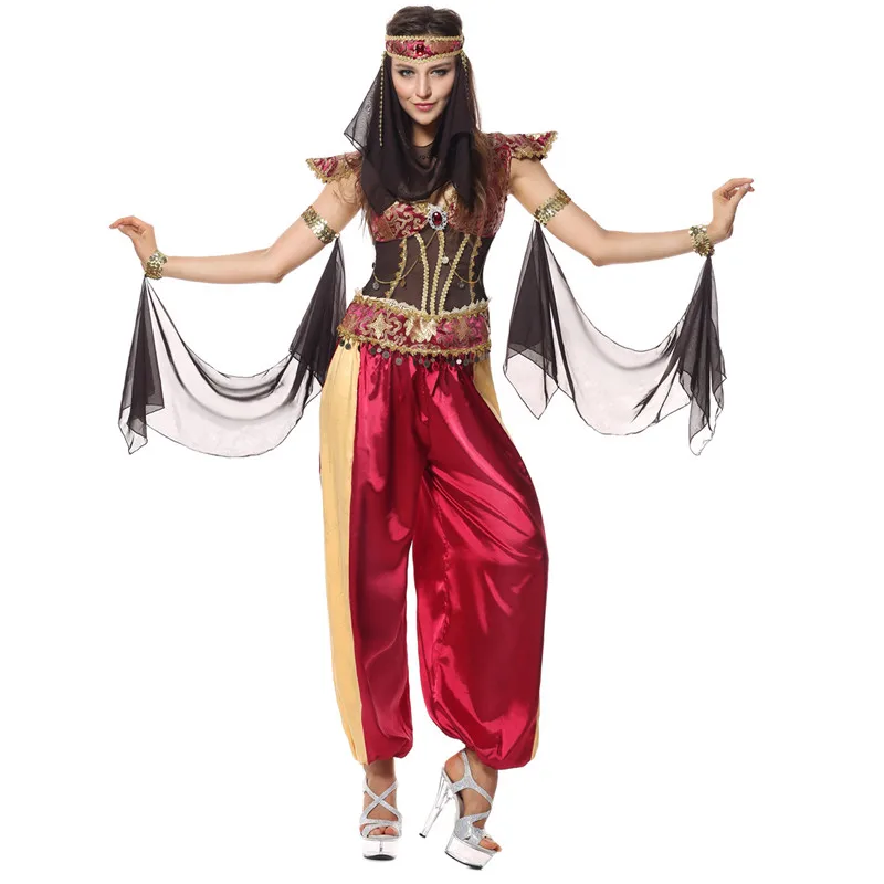 

Deluxe Sexy Belly Dance Costume Set 5pc (Top+Skirt+Belt+Headwear+Veil) Indian Dance Costumes Bollywood Dance Dresses