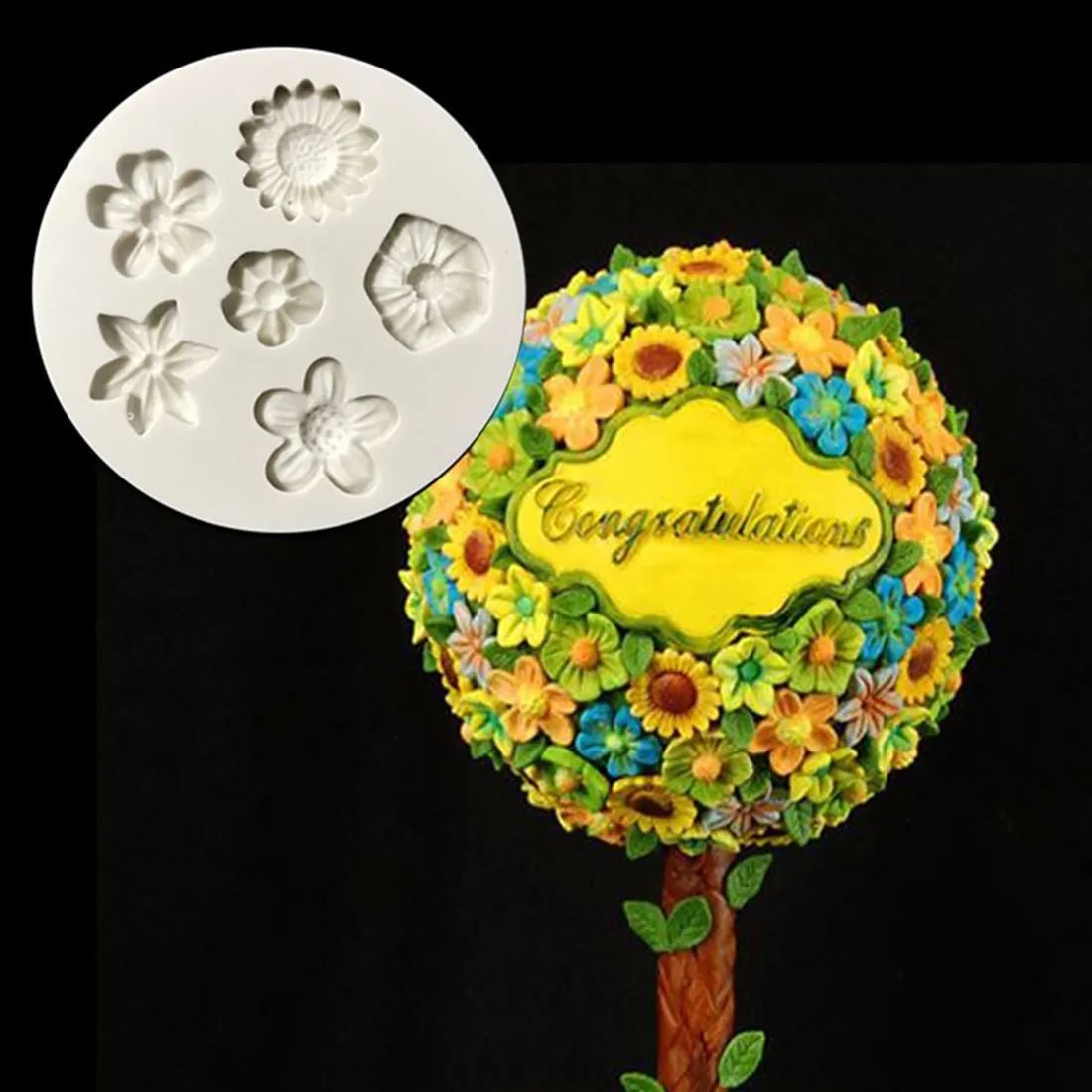 Модный красивый 3D Цветочный торт с мастикой «сделай сам», силиконовая форма, украшение для выпечки, инструменты для украшения кухни, аксессуары