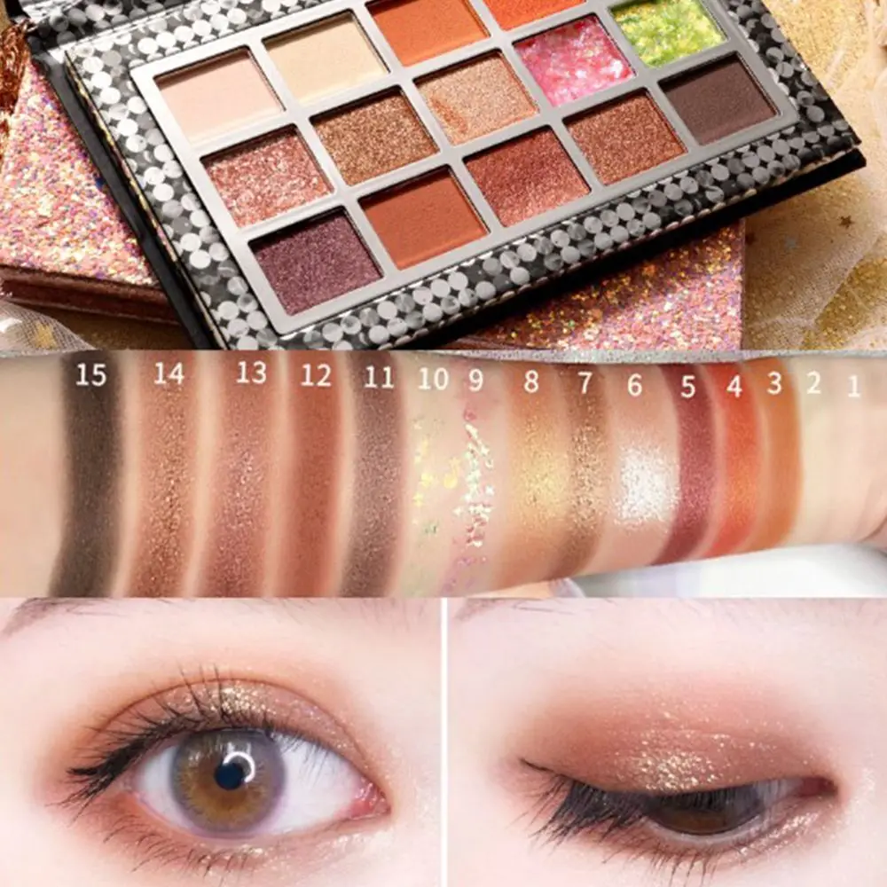 

15 Color Eye Shadow Palette Matte Nude Makeup Necklace Bag Glitter Shimmer Eyeshadow Pigment Cosmetics